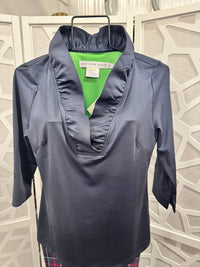 Gretchen Scott - Solid Stand Up Ruffle Neck Top