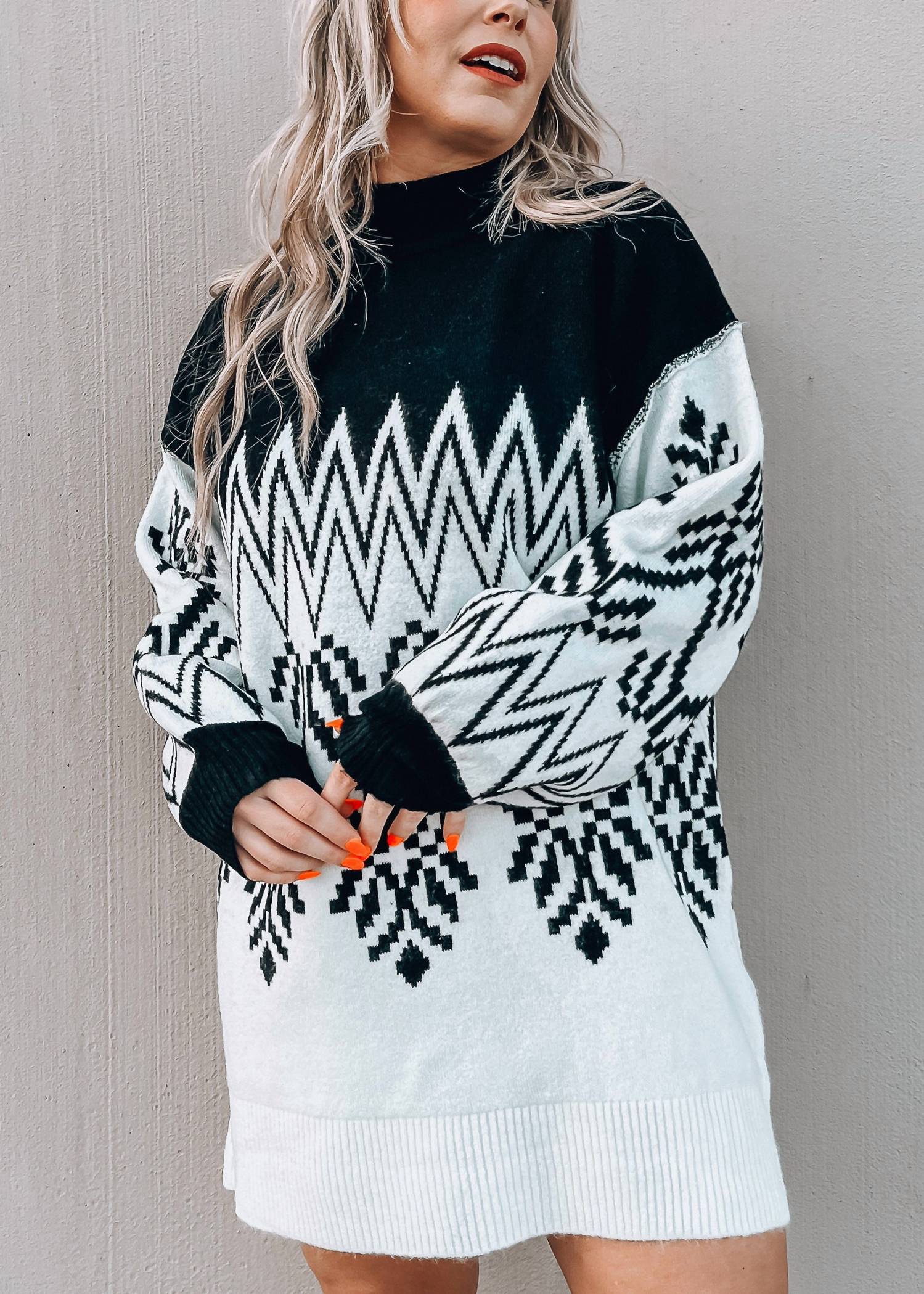 PROMESA Take Me To Aspen Mini Sweater Dress in black - women's dress - alternate view
