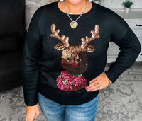 Andree By Unit - Christmas Rudolph Sequin Long Sleeve Sweater