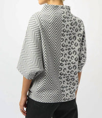 Joseph Ribkoff - Mixed Print Boxy Mockneck Sweater