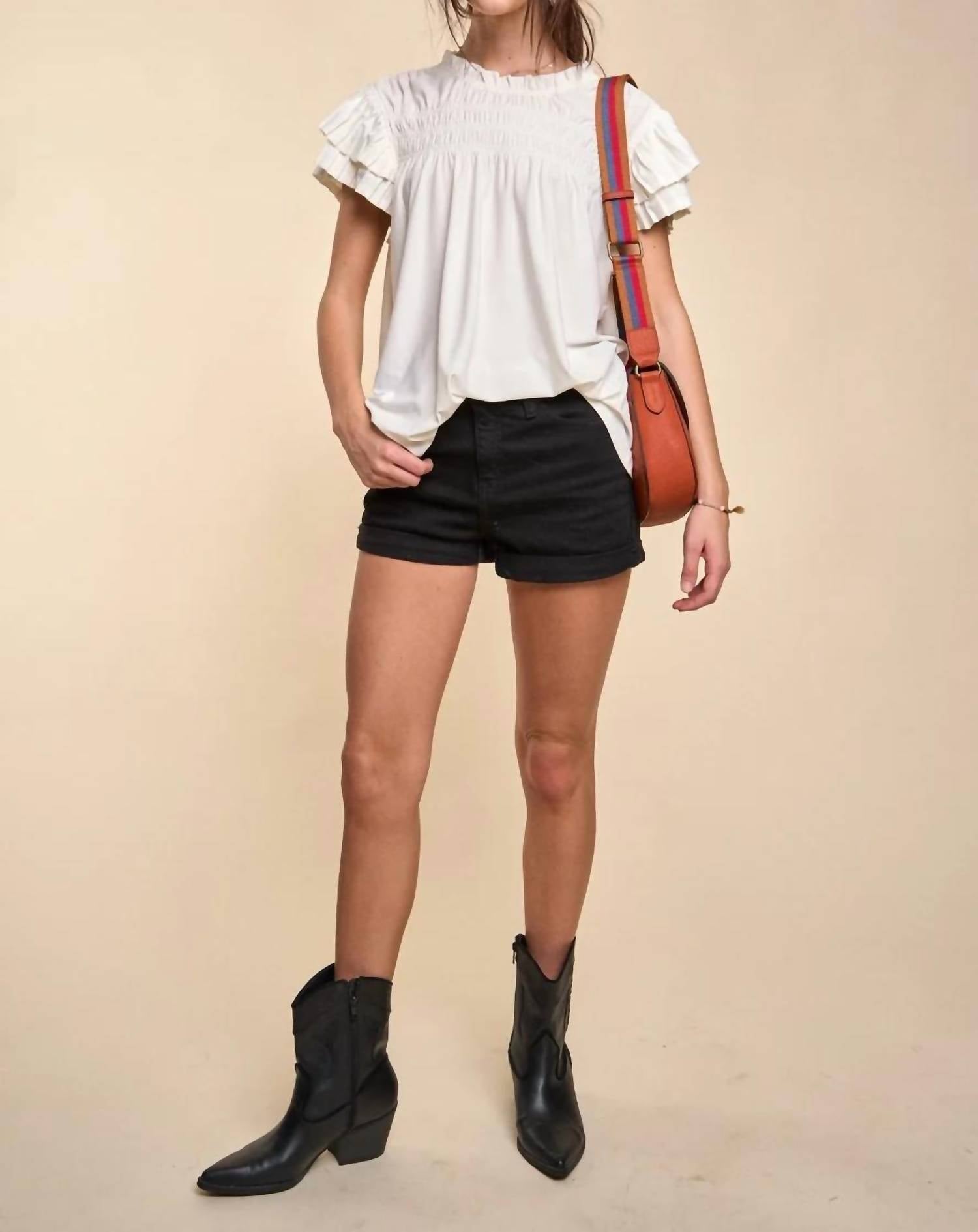 Jade By Jane - Tiered Short Sleeve Blouse