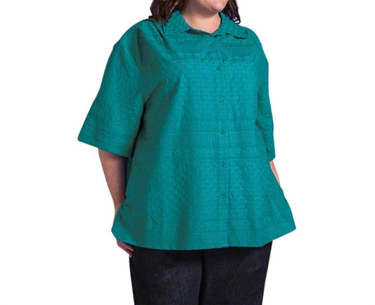 On The Plus Side - Cotton Short Sleeve Peony Shirt - Plus