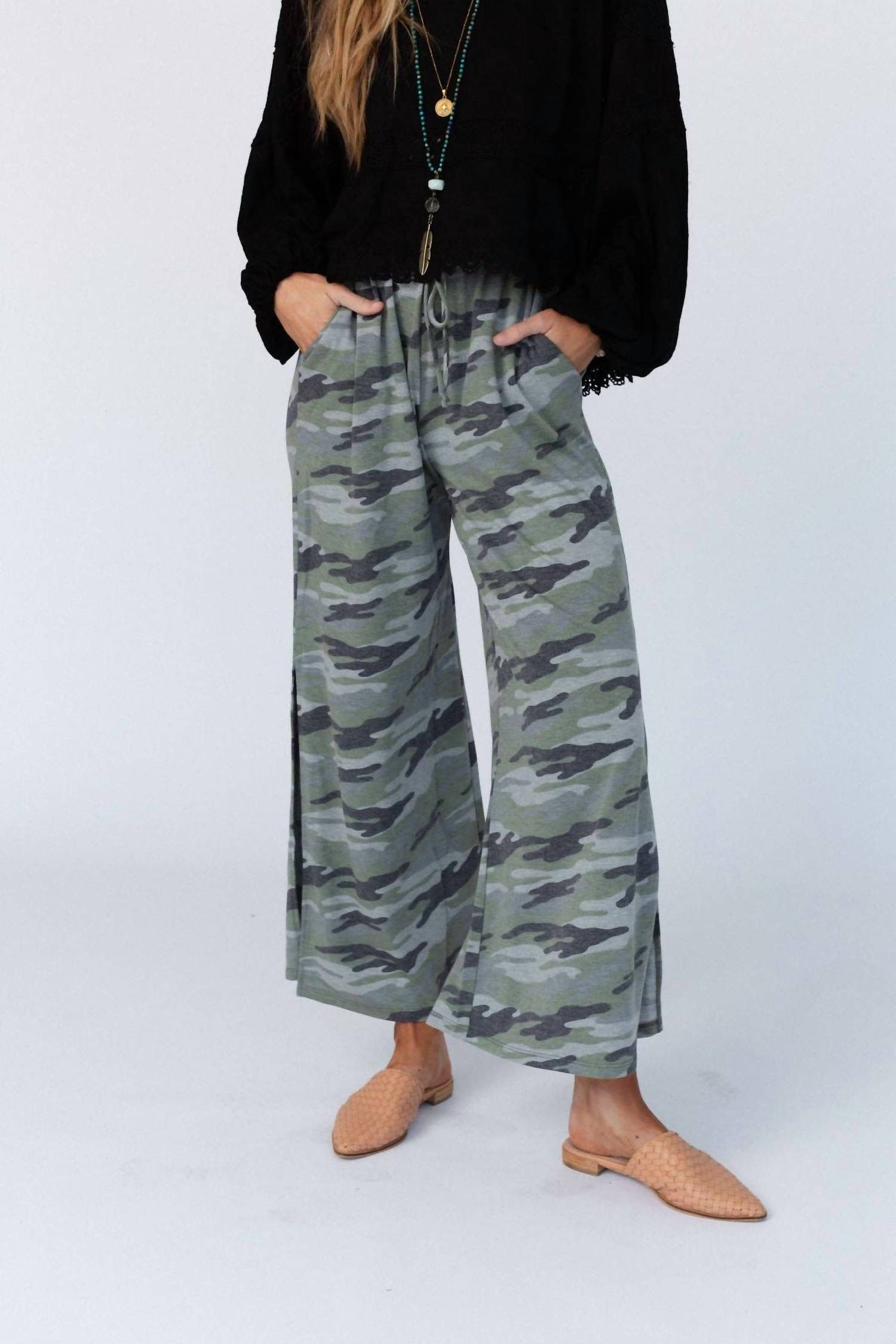 Three Bird Nest - Casual Wanderer Wide Leg Slit Pants