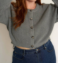 Callahan Cropped Cardigan in gray - women's cardigan - alternate view