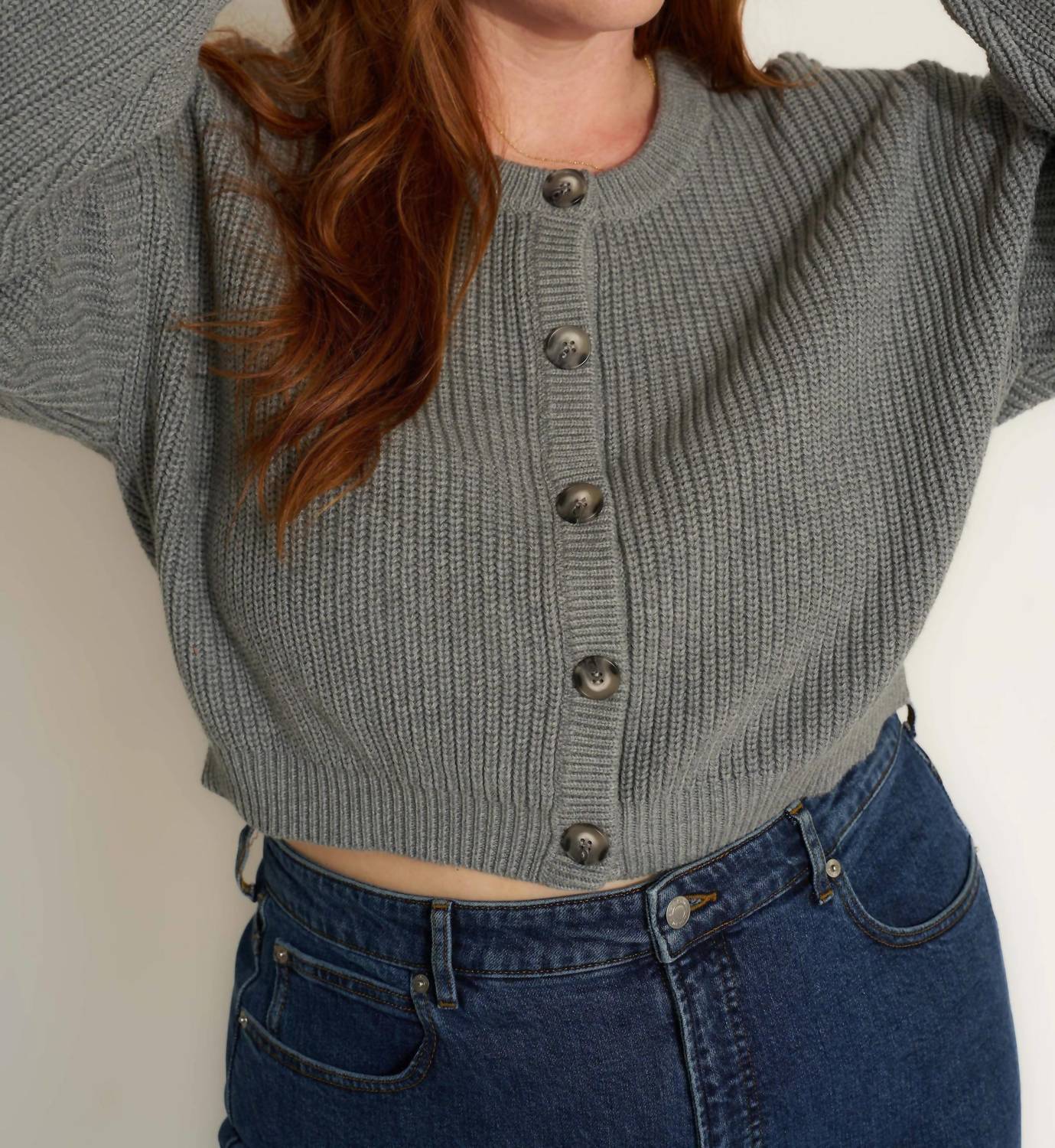Callahan Cropped Cardigan in gray - women's cardigan - alternate view