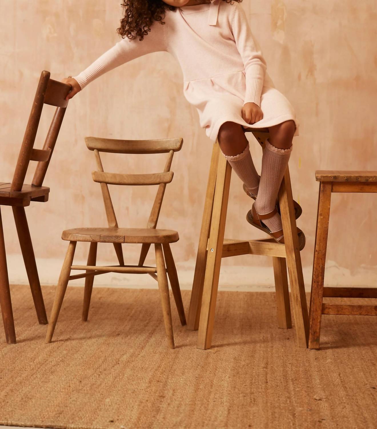 Mika & Milo - Girl's Bow Tie Cashmere Blend Dress
