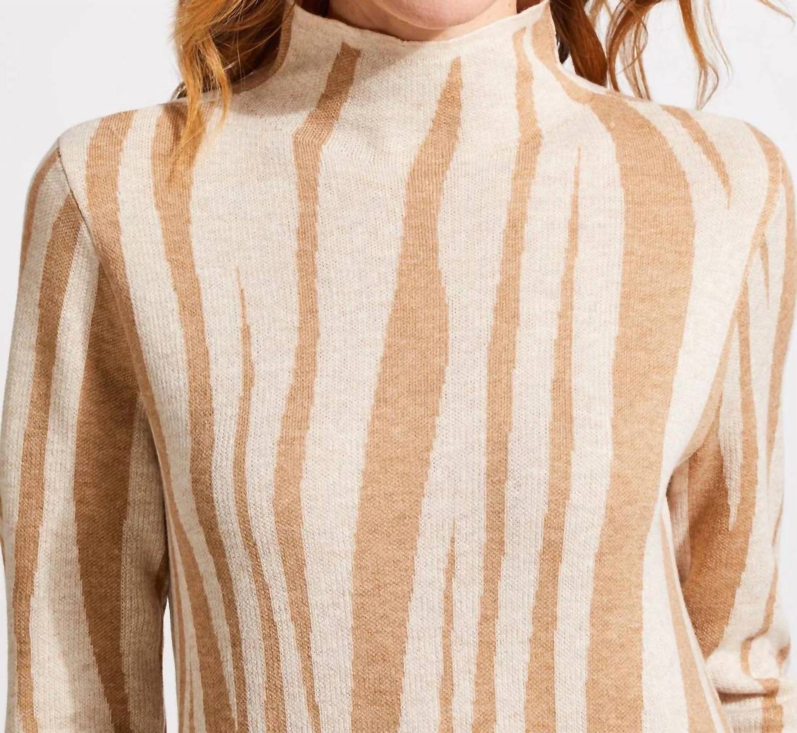 Tribal - Fannie Funnel Neck Jacquard Mini Sweater Dress