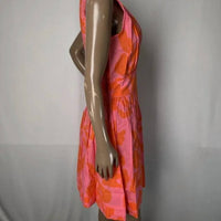 Bindu Women's Liv V-neck Mini Dress in pink red - women's dress - detail view
