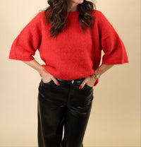 PISTOLA Micah Sweater Top in ruby 1 - women's sweater - detail view