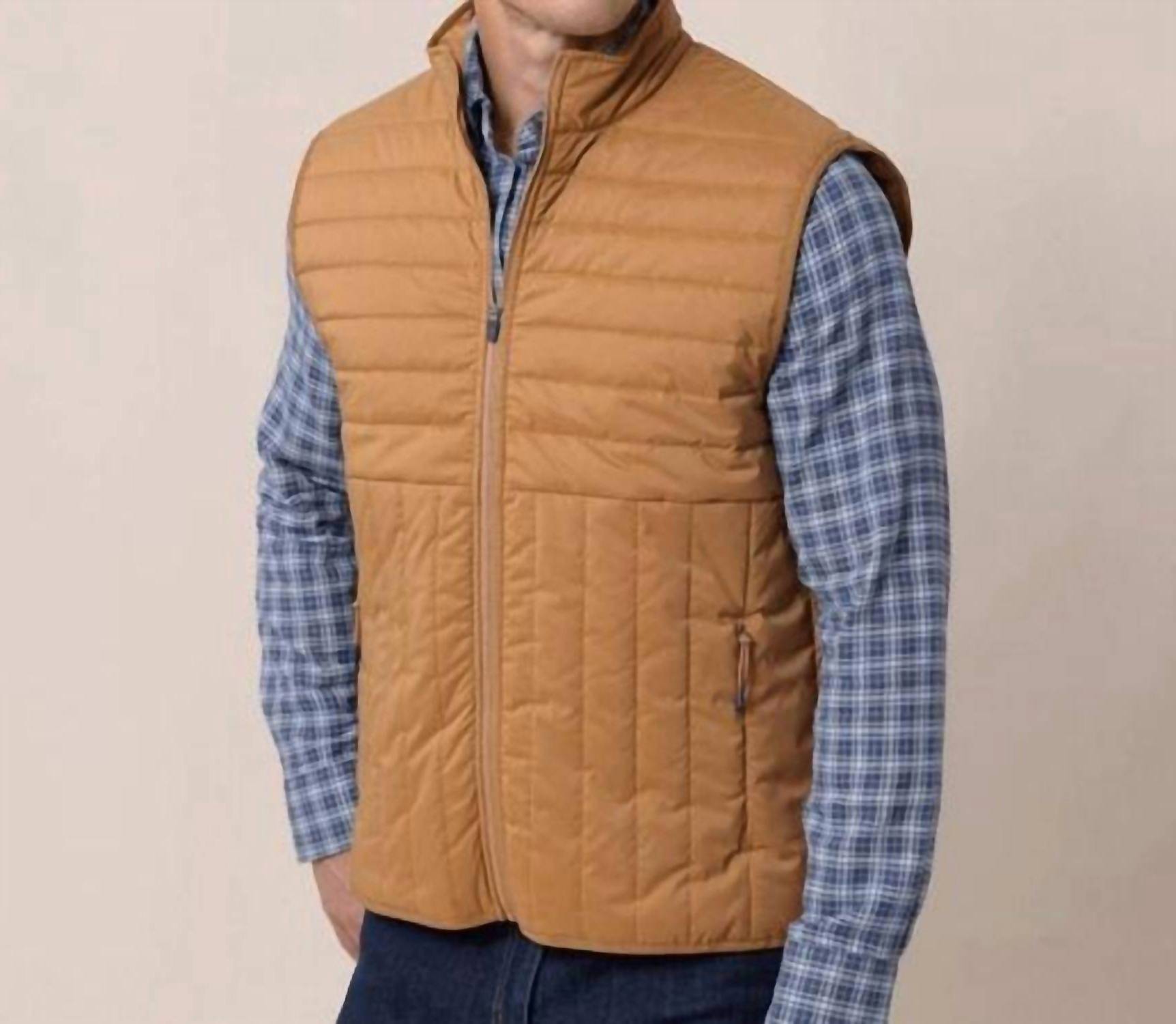 SOUTHERN TIDE Whitemarsh Packable Quilted Vest in hazelnut khaki - men's jacket - alternate view
