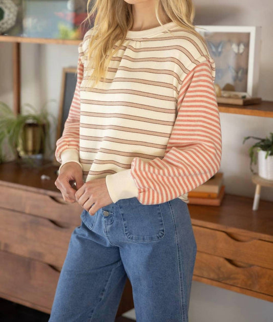 Voy - Mixed Striped Long Sleeve Knit Top