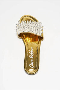 Cape Robbin - Women's Fara Pearl Studded Flat Sandal