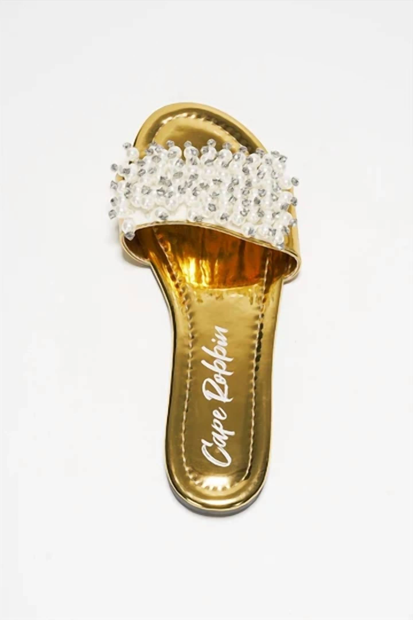 Cape Robbin - Women's Fara Pearl Studded Flat Sandal