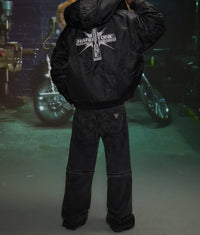 Guess Hardstone Cross Nylon Hooded Full Zip Jacket in black - men's jacket - alternate view