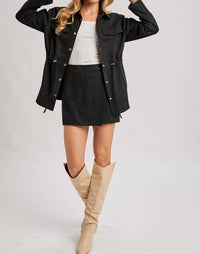 BluIvy Suede Crossover Wrap Skort in black - women's shorts - view 6
