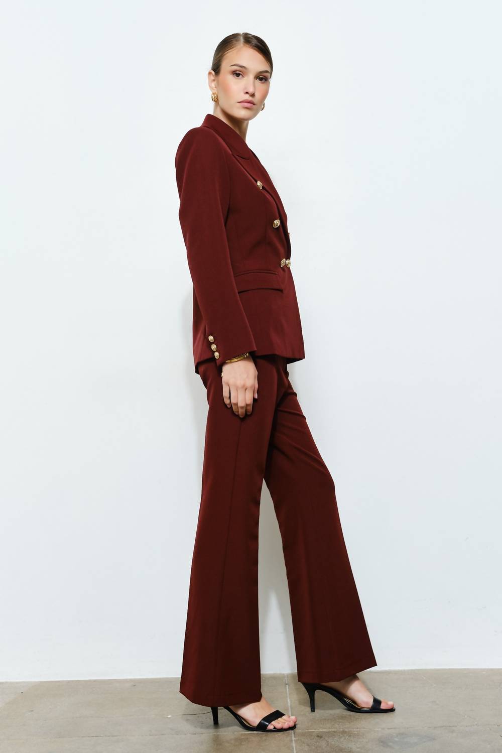 INA Fashion Finny Button Tailored Blazer in oxblood - women's jacket - alternate view