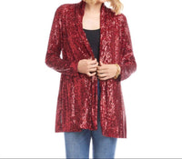 Karen Kane Sequin Duster in ruby - women's jacket