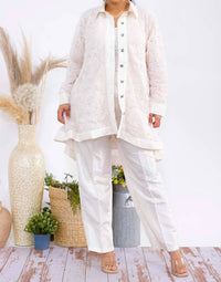 Karen T Design - Button Down Tunic And Straight Leg Pant Set