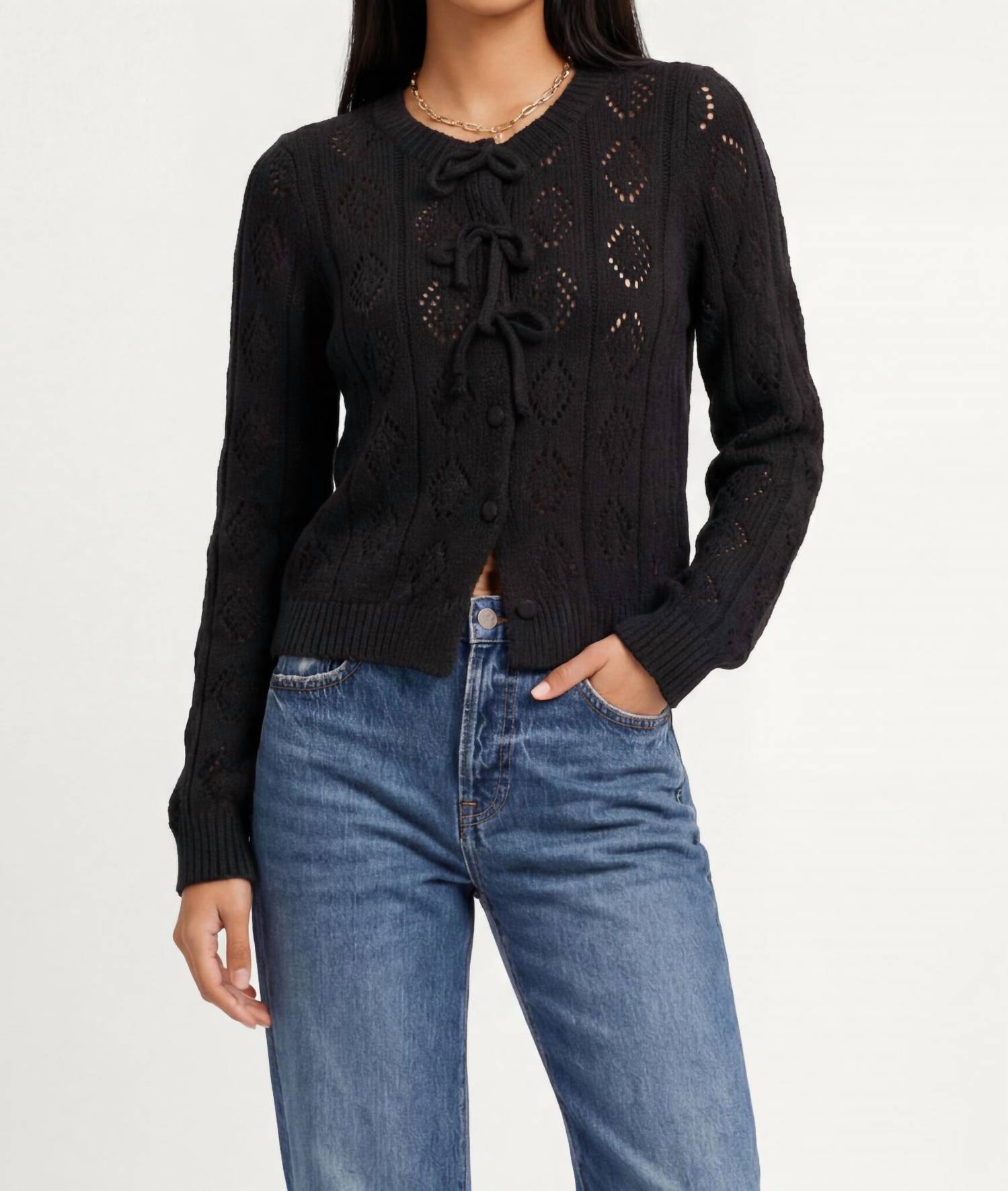 heartloom Joelle Sweater Cardigan in black - women's sweater
