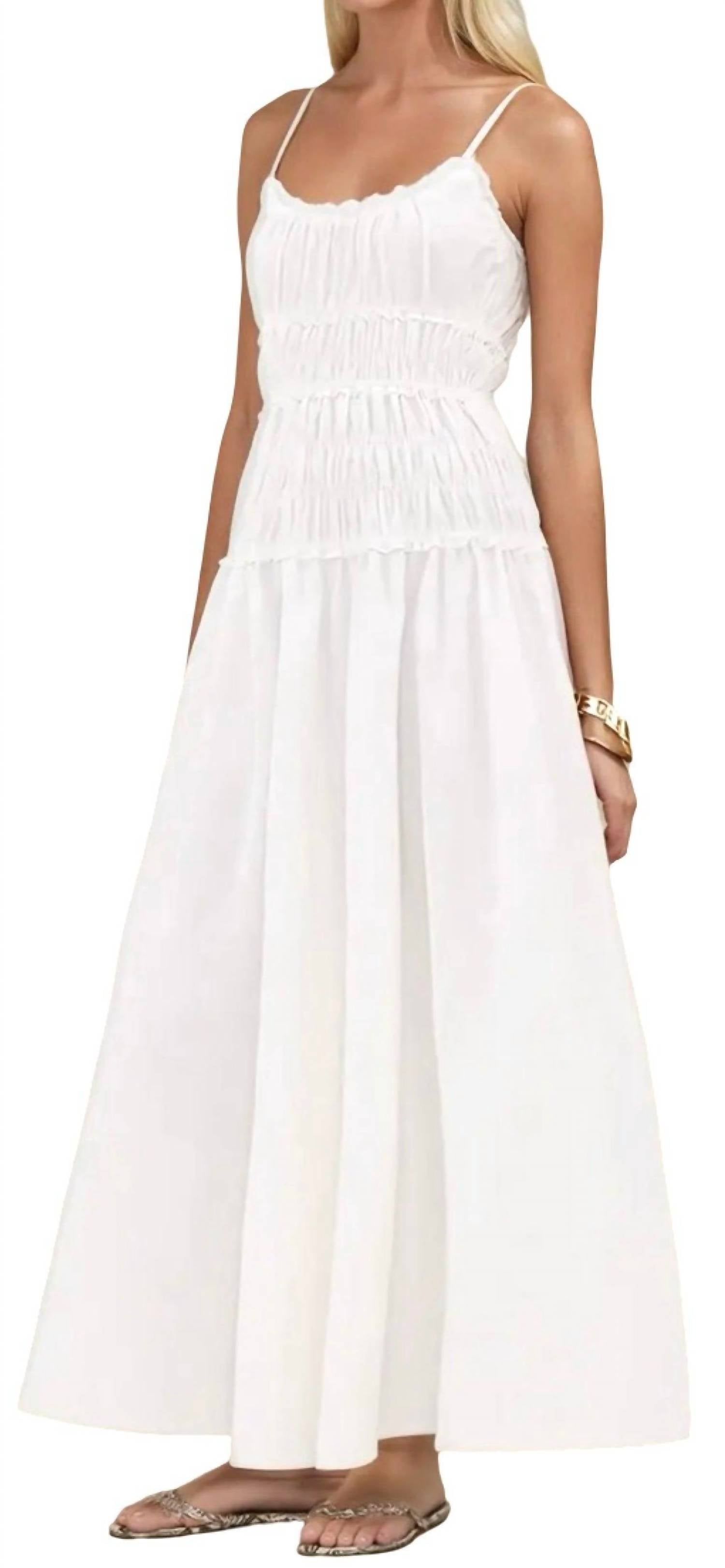 WISTERIA LANE Smocked Maxi Dress in white - women's dress - alternate view
