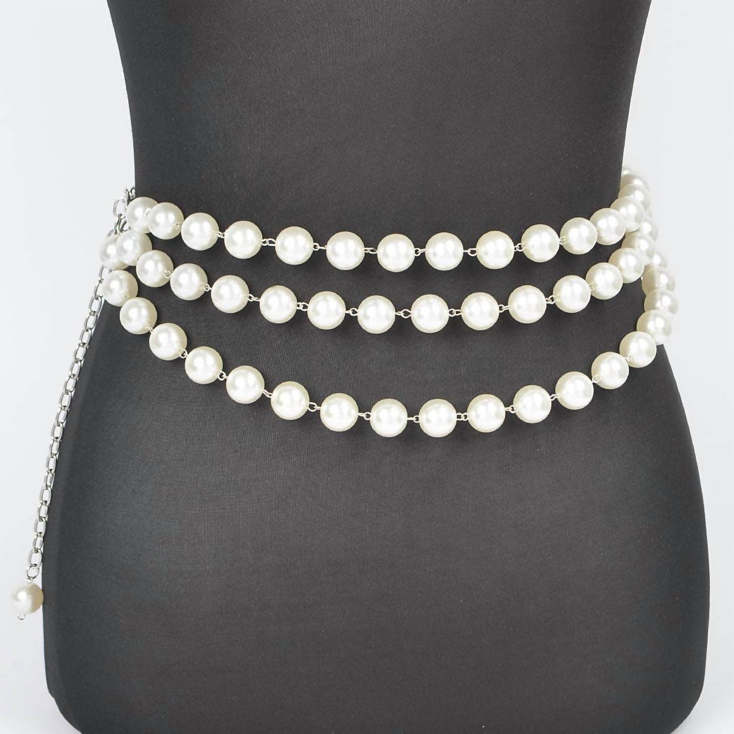 3Am By H&D Accessories - Women's Multi-layered Faux Pearl Chain Belt