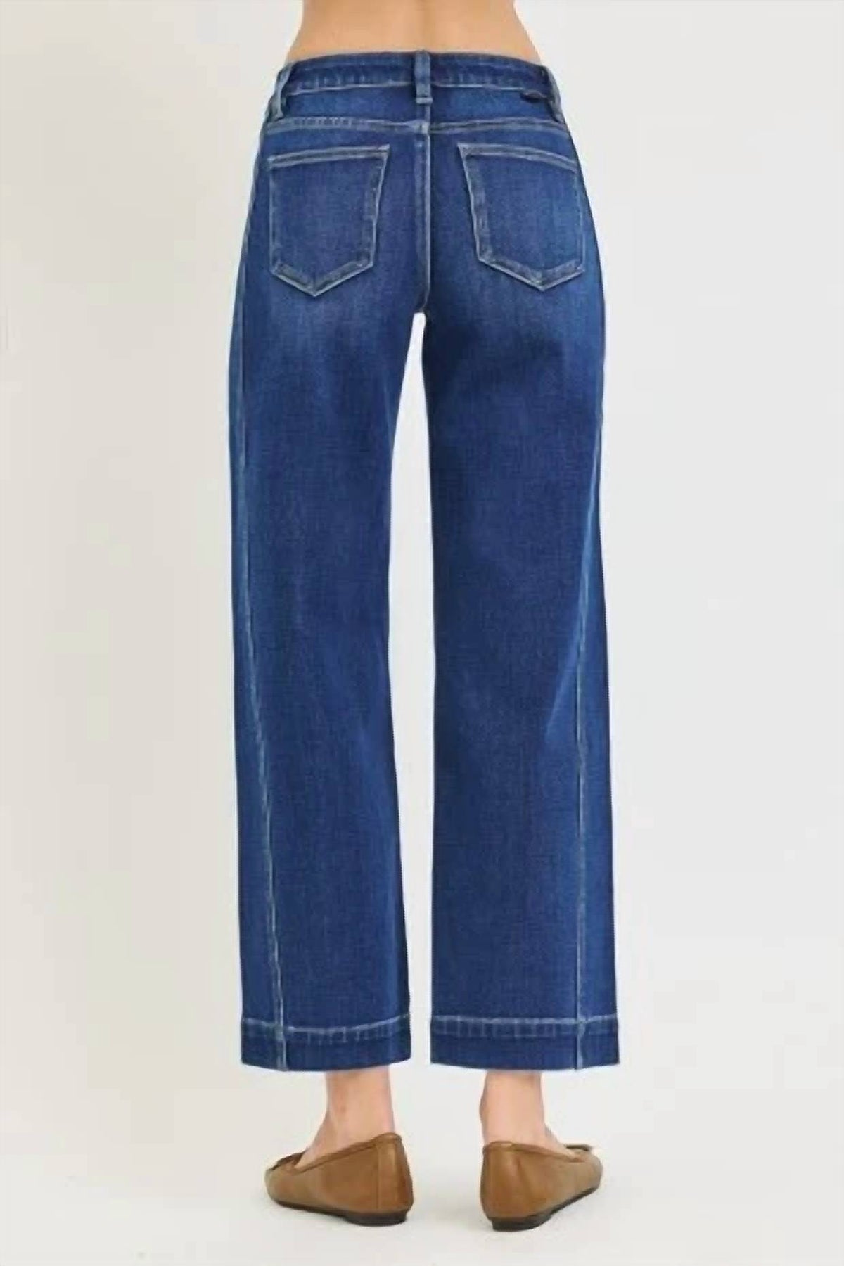 Risen - Mid Rise Ankle Wide Leg Jeans