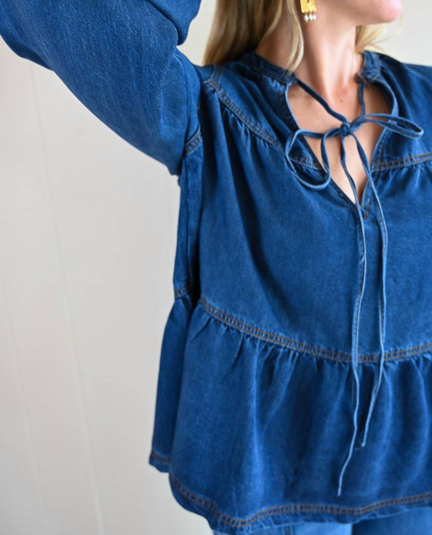 Frnch - Women's Quarterdeck Denim Tie Top