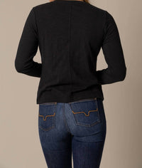 KIMES Ainsley Long Sleeve Tee in black - women's long sleeve top - detail view