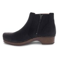 dansko Women's Barbara Burnished Nubuck Bootie in black - women's shoe - detail view