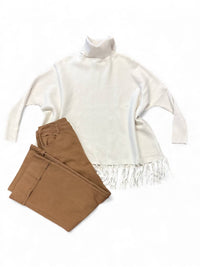 Apricot - Women's Fringe Poncho Jumper