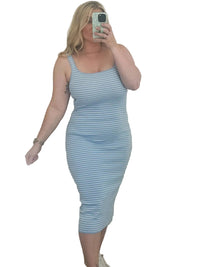 Double Zero - Nantucket Striped Bodycon Midi Dress