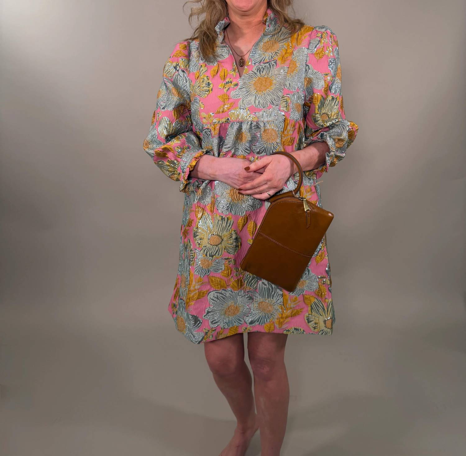 Uncle Frank - Metallic Floral Brocade Party Dress