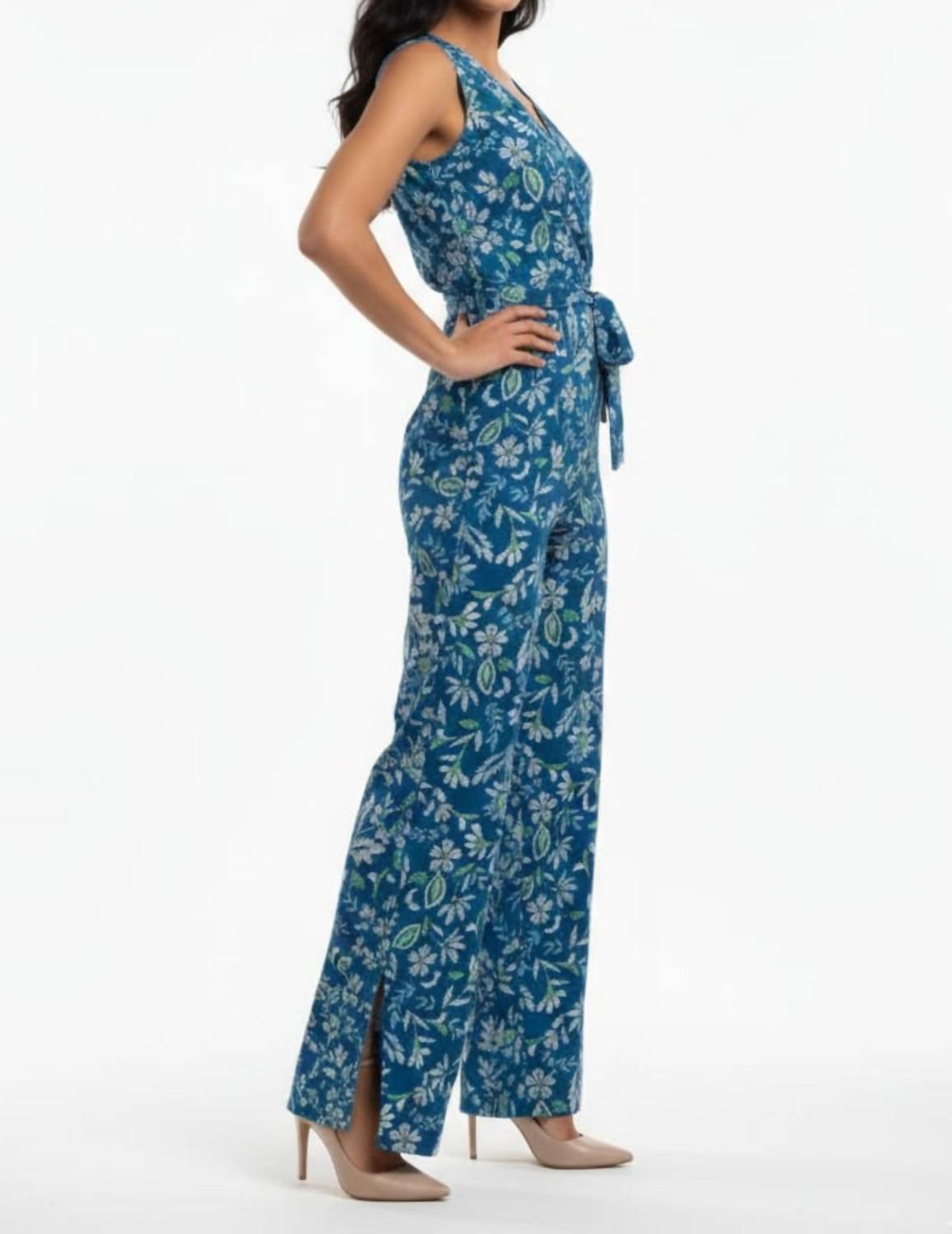 London Times - Floral Print Sleeveless Jumpsuit