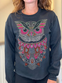 Moving Forward - Rhinestone Owl Sweatshirt