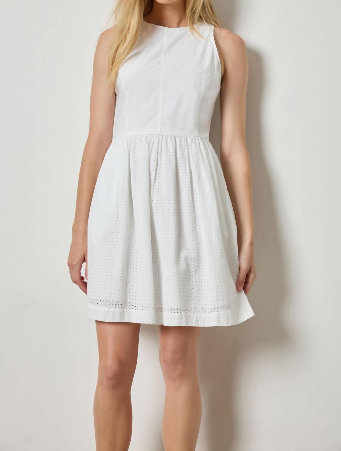 Lilla P - Eyelet High Neck Mini Dress