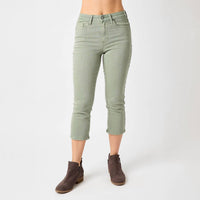 Judy Blue Mid-rise Garment Dyed Capri Pants in sage green - women's pants