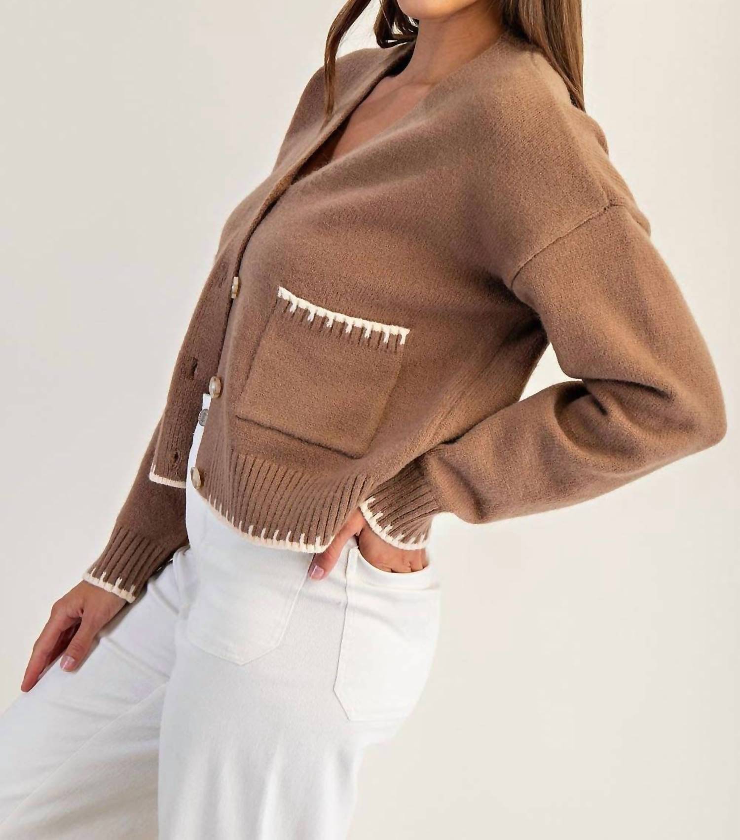 Peace Love Line - Button-Down Stitch Cardigan