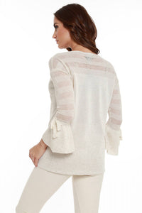 Angel - Linen Lace Tie Bell Sleeve Top