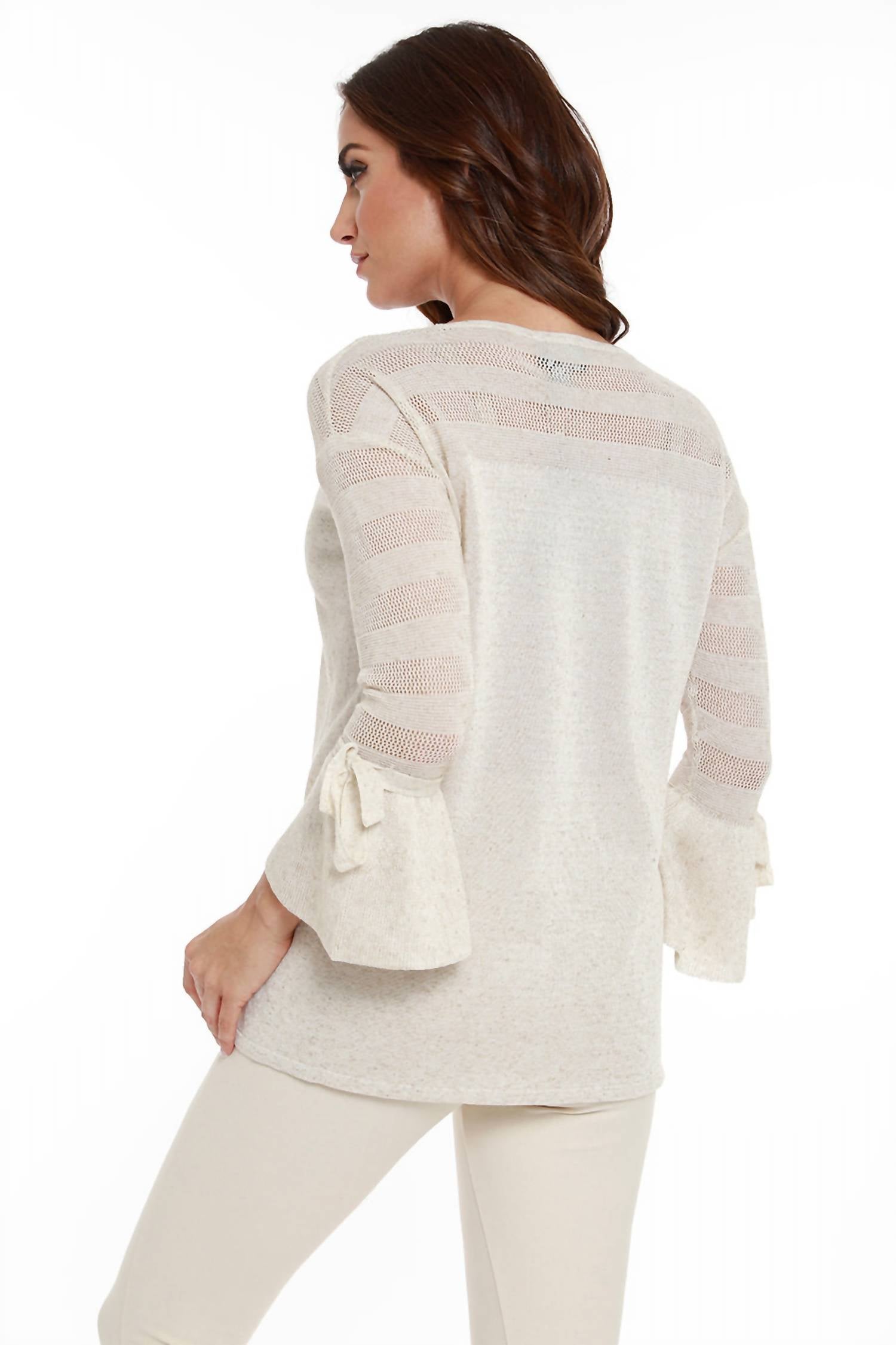 Angel - Linen Lace Tie Bell Sleeve Top