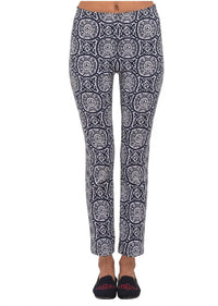 GRETCHEN SCOTT Gripeless Pull On Pants in sultan s dining room navy white - women's pants