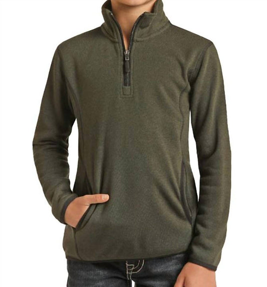 Powder River - Kids Heather Knit 1/4 Zip Knit Pullover