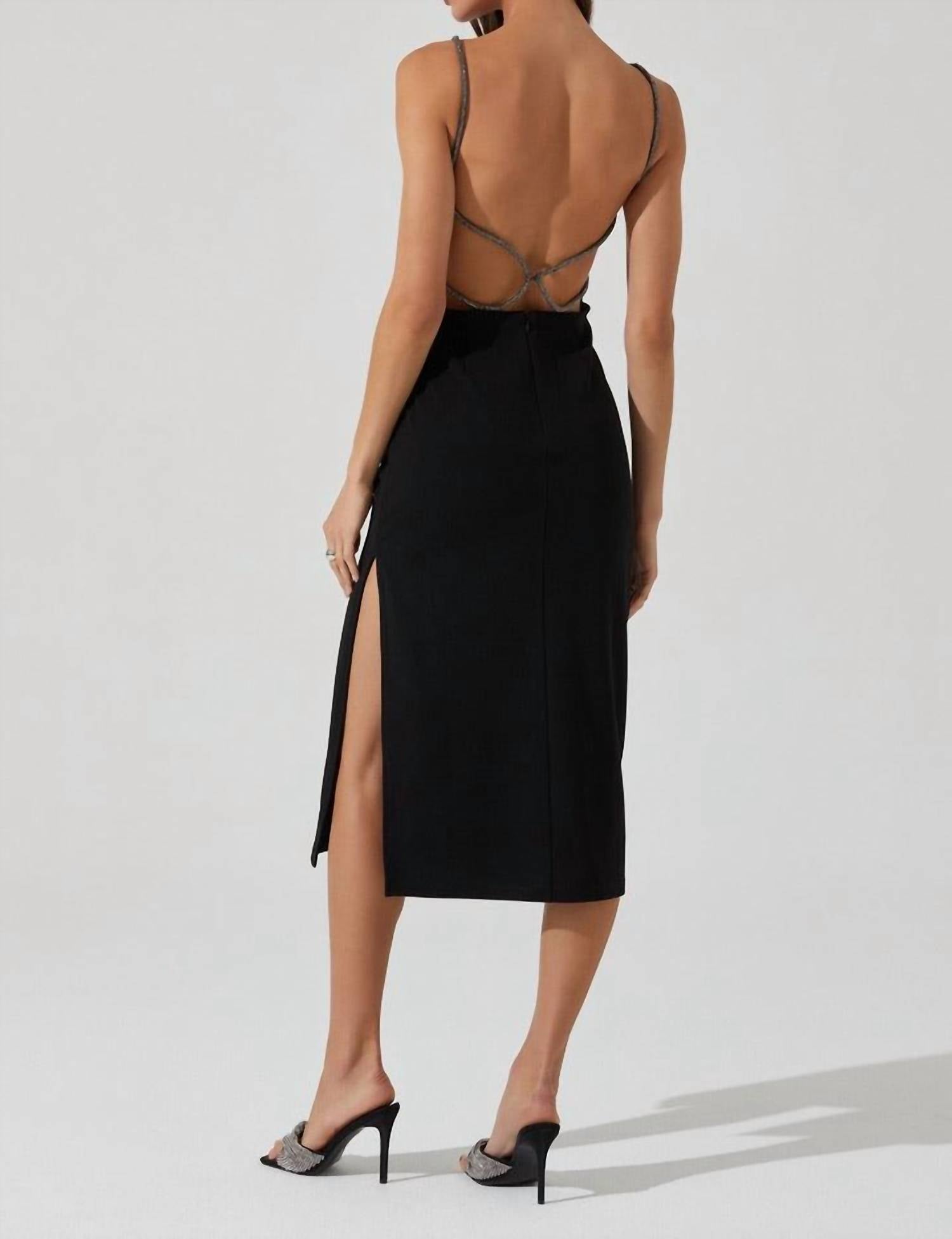 Astr - Elizsa Rhinestone Strap Midi Dress