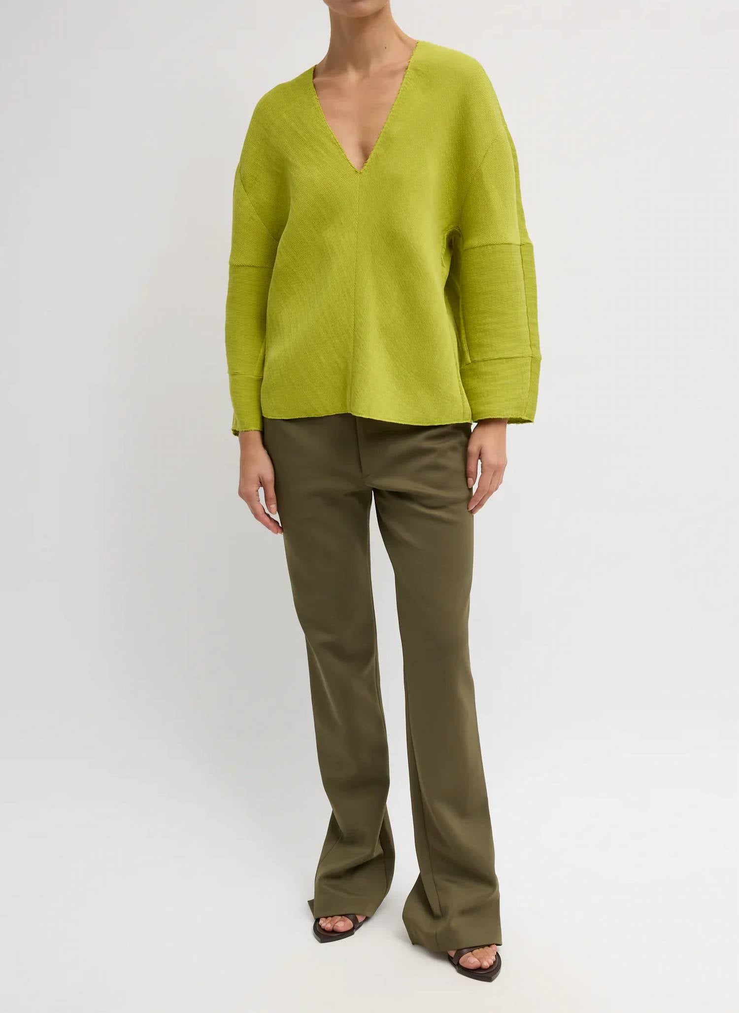 Tibi - Plisse Hinged Long Sleeve Top