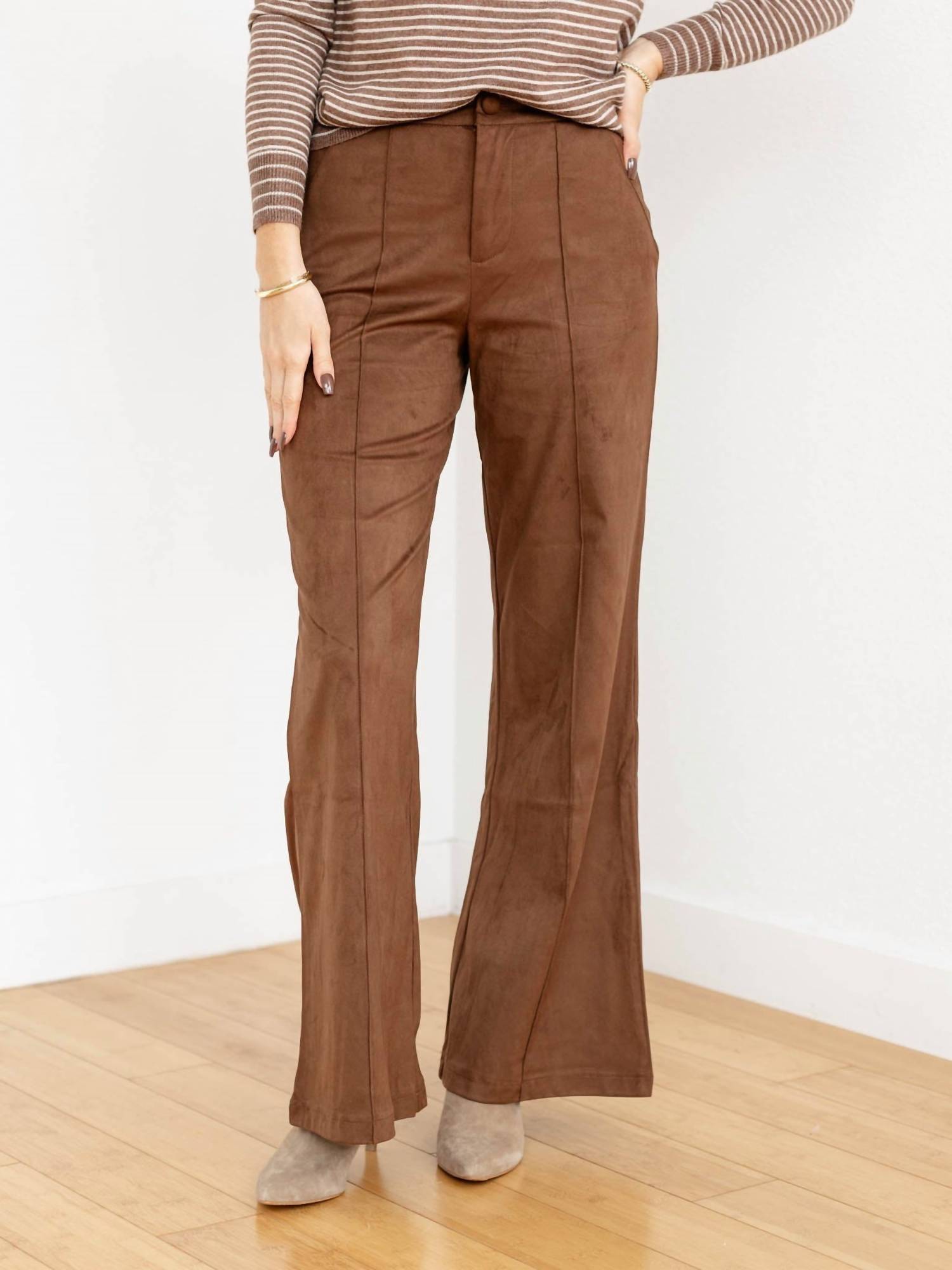 Elan - Suede High Waist Flare Pants