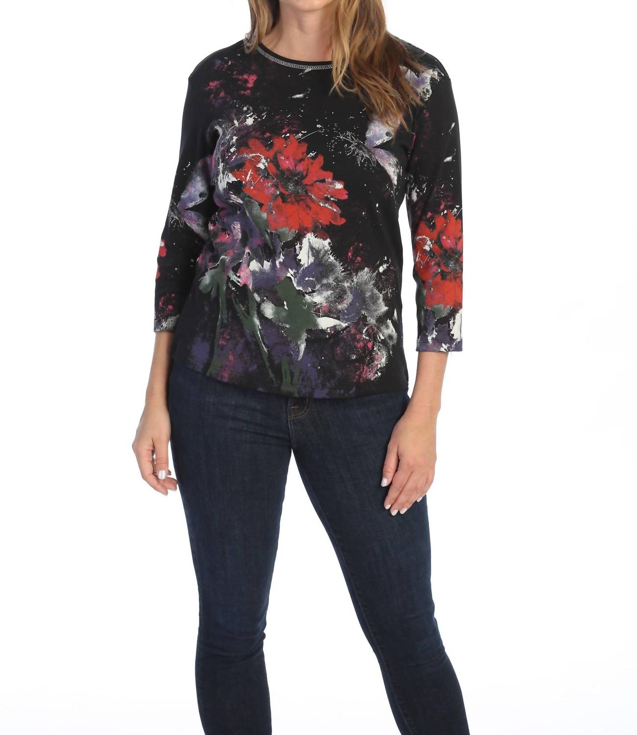 Jess & Jane - Passion Printed Cotton Top - Plus