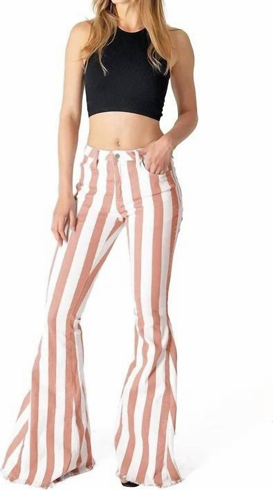 Wisteria Lane - Stripe Denim Bell Bottom Jeans