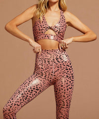 Beach Riot Twist Top in rose leopard shine - women's intimate - view 4