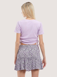 Olivaceous - Ribbed Cropped Drawstring Tee