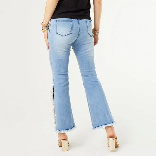 Coco + Carmen - Omg Flare Rhinestone Fringe Jean