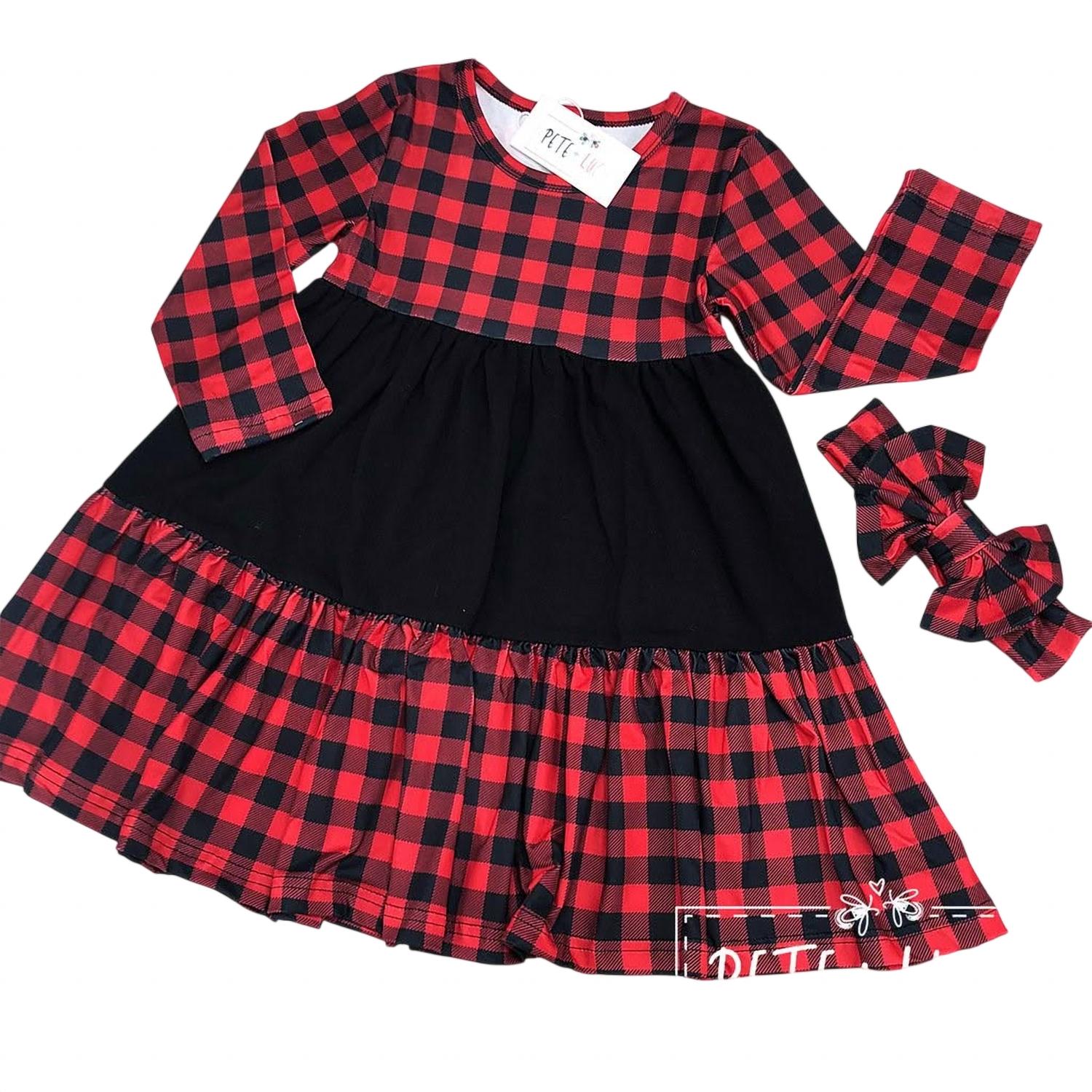 Pete + Lucy - Girls Buffalo Plaid Dress